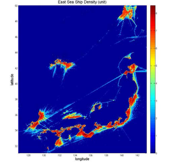 이미지 프로세싱으로 추출된 선박 밀도맵