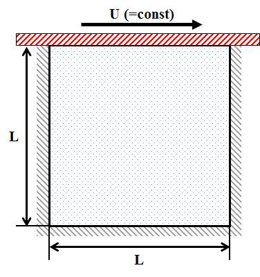 Lid-driven cavity flow 모델(L = 1m, ULid = (1m/s)