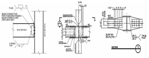 moment connection in transverse/longitudinal direction