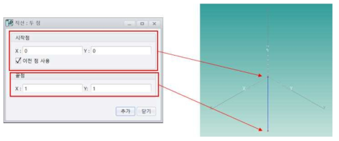 선분의 양 끝점을 이용한 선분 생성