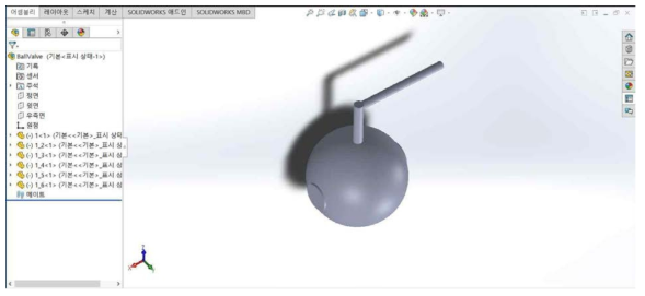 출력한 STEP 파일을 SolidWorks에서 읽어온 화면