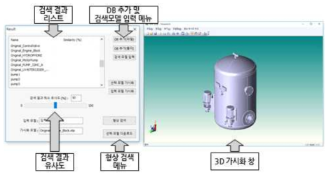 형상/의미 기반 검색 SW 모듈 UI