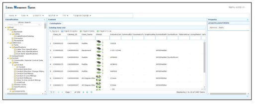 분류체계 관리 및 카탈로그 관리 화면