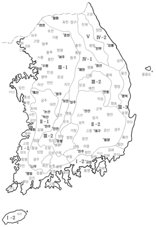 지역적응시험 지대구분 및 시험장소