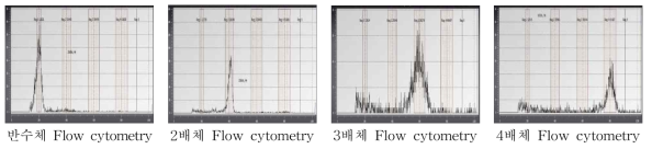 약배양 유래 부정배 염색체 수 별 Flow cytometry 분석 결과
