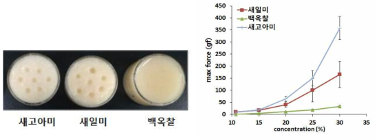 농도별 겔 강도(10.71~30%)