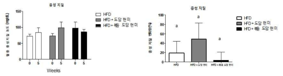 그룹별 혈중 중성 지질 농도