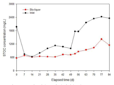 생물반응조 및 유입원수 내 STOC 농도