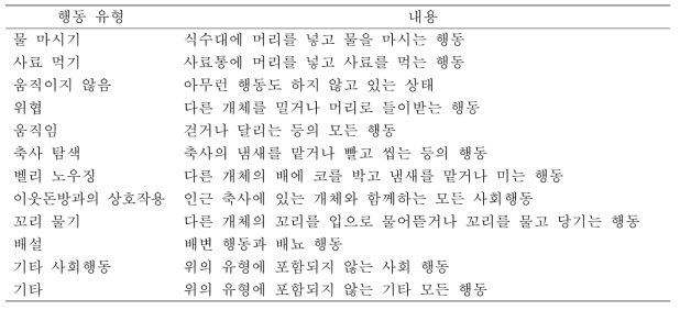 행동의 유형 구분 및 내용