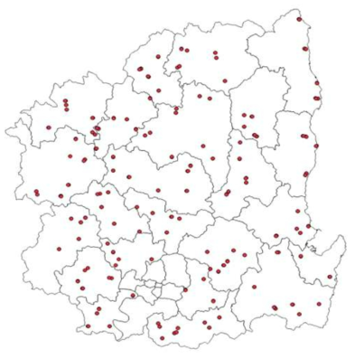 Map of 269 soil collection sites in Gyeongsangbuk-Do