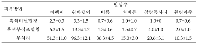 멀칭방법에 따른 채종포의 잡초 발생정도