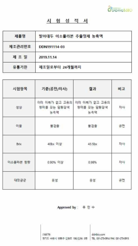 발아대두 이소플라본 소재 Spec