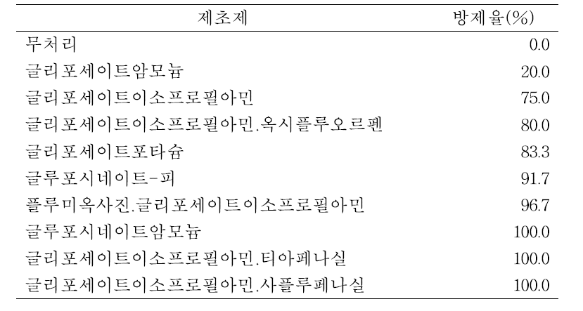 돼지풀에 대한 비선택성 제초제의 효과