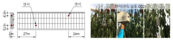 센서 설치 위치도(높이 2m 지점) 및 모습
