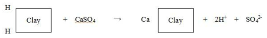Gypsum reaction - process of hydrogen ion generation