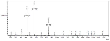 합성된 common peptide 확인을 위한 LC/MS 분석 결과