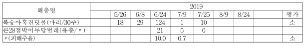 감자 해충 조사 결과(계속)