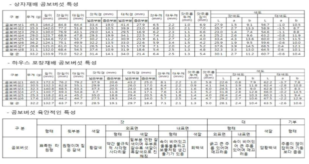 곰보버섯 수확 후 자실체 특성