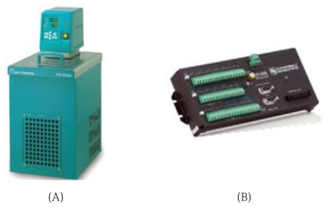 A programmable bath circulator (A) and a datalogger (B) for freezing plant tissues and monitoring temperatures, respectively