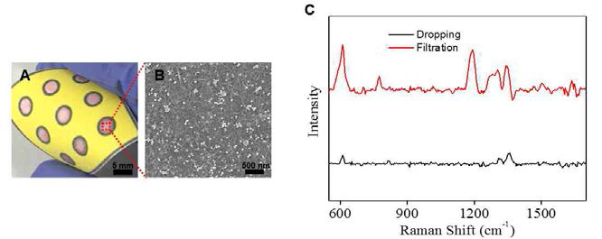 나노 두께를 가지고 있는 나노 종이막 제조와 이를 이용한 SERS 신호