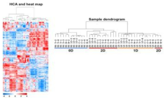 음파처리 RNA-seq 데이터의 unsupervised hierarchical clustering 분석
