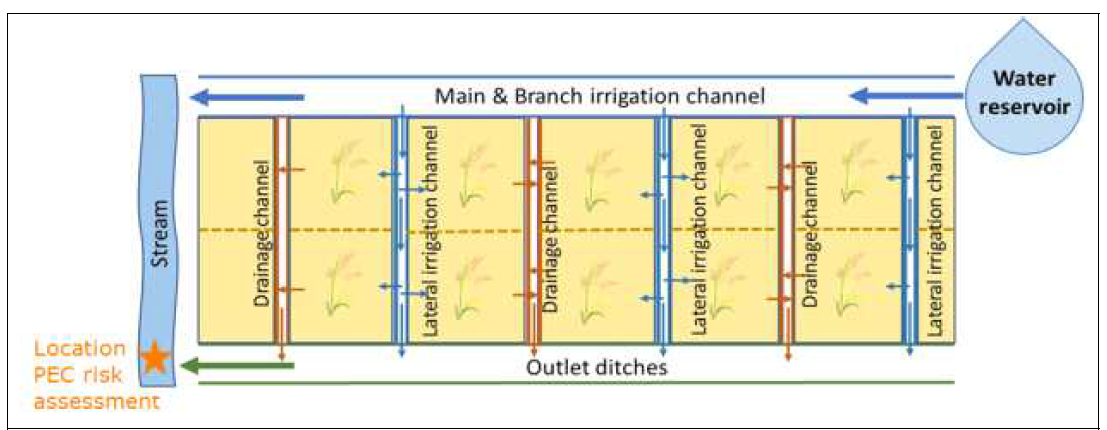 논에서의 물 흐름 conceptual model