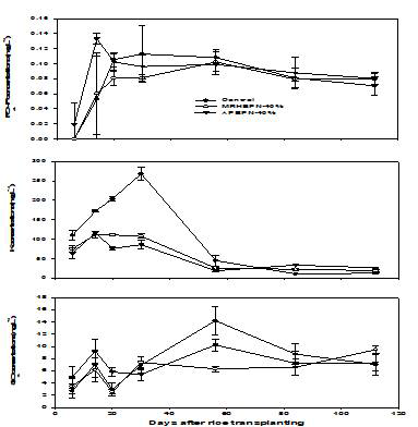 Effects of MSBP on PO4--P, K+ and SiO2 concentrations in paddy water during rice cultivation. The values were average of three replications, and error bars displayed standard deviation