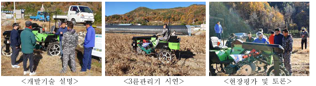 3륜형 승용관리기 및 부착작업기 현장평가