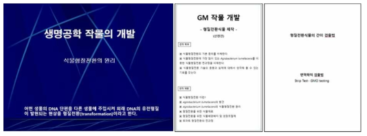 GMO에 대한 인식 개선 교육용 교재 개발(대학 학부생용)