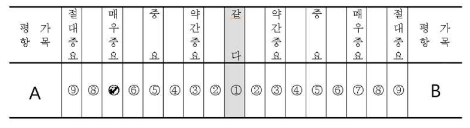 AHP 평가척도: 9점 척도