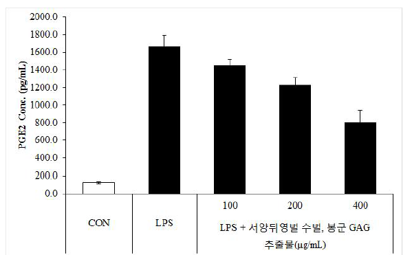 서양뒤영벌 수벌, 봉군 GAG 추출물의 LPS유도 염증억제 효과