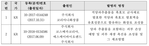 선행기술 내역