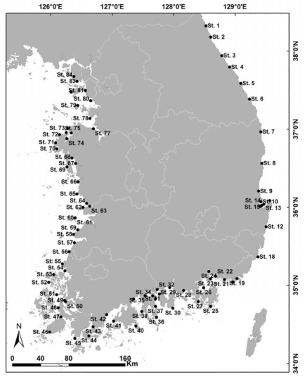 전국 배경농도조사 정점도