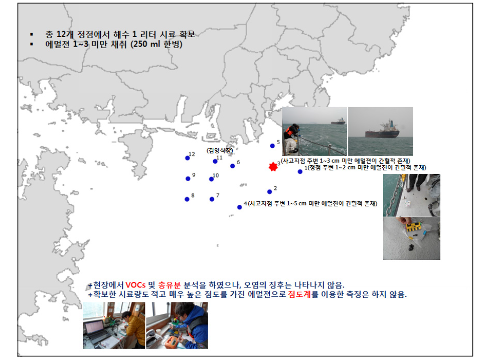 캡틴반젤리스L호 유류유출 긴급해양오염영향조사 정점 및 결과