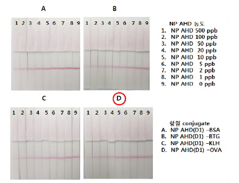 AHD 코팅항원 결정 및 검출감도