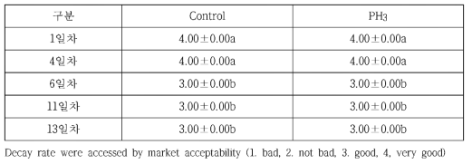 PH3 처리한 바나나의 부패율 조사