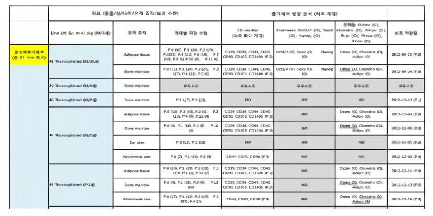 줄기세포 기본 정보 데이터베이스 (DB) 구축