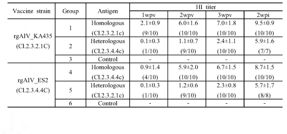 항원뱅크 구축 백신주 2종의 면역원성 산란계에서의 교차면역원성