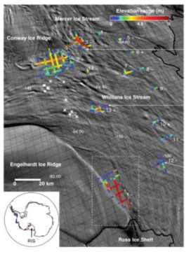 ICEsat을 이용하여 서남극 빙하의 고도변화를 보여주고 있는 연구결과 (Fricker et al., 2007)