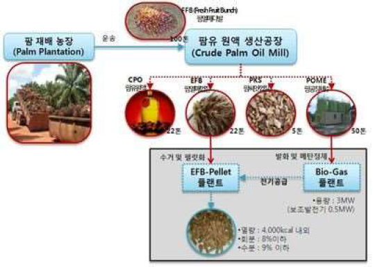 말레이시아의 팜부산물을 이용한 고열량 펠렛 제조 모델