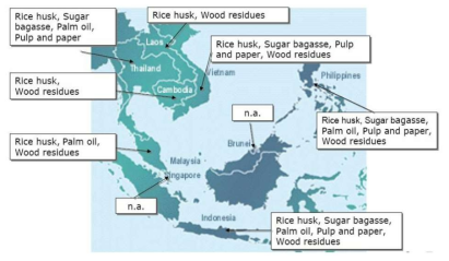 동남아시아 국가별 재생연료의 원료 현황