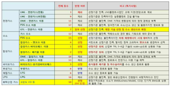 가스 플랜트 대상 분야 최종 선정 결과 (합성가스 기반 수소 생산 플랜트)