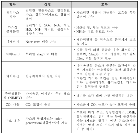 가스화의 장점 및 효과