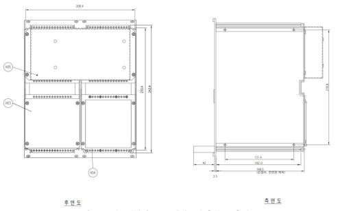 선로전환기 모듈 기계도면(후면도, 측면도)