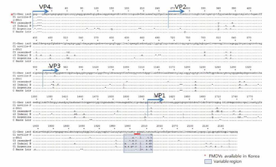 Sequence analysis of structural protein coding (P1) region in type C FMDV among vaccine candidates or available recent isolates