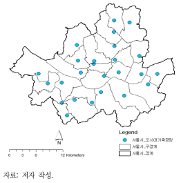 서울시 도시대기측정망 지점