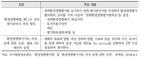 환경영향평가협의회 심의를 위한 전략환경영향평가 평가준비서 주요 내용(항목 및 대안 작성방법)