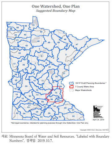 미네소타주 종합유역관리계획 수립을 위한 계획지구 설정