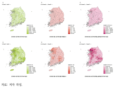 2020-2060년 시군구별 폭염 노출위험인구 및 변화(6월, 75세 이상)