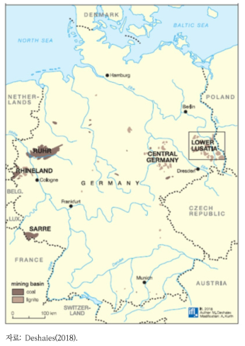 독일의 석탄과 갈탄 분포